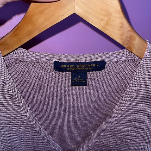 Brooks‎ Brothers Cardigan Sweater Women’s Small 100% Silk Purple Mauve Vintage - Picture 8 of 8
